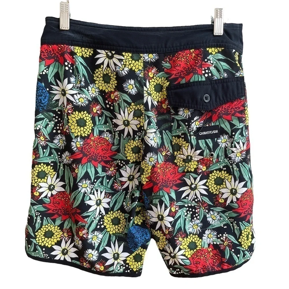 Quiksilver Swim Bathing‎ Suit Highline Dry Flight Floral Print Water Repellent